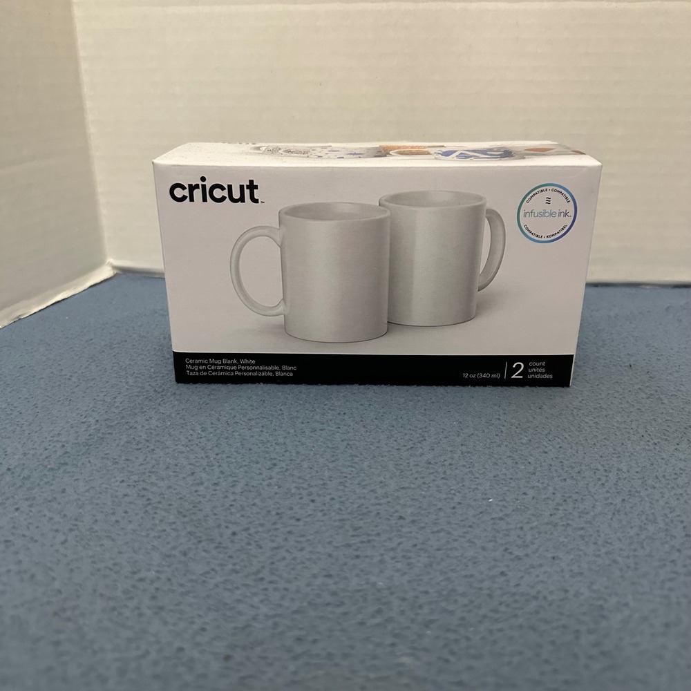 Cricut Ceramic Mug Blanks White 12oz for Infusible Ink 2 Count Box